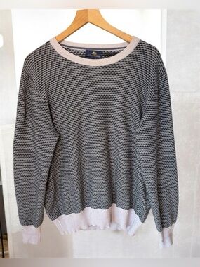 Vintage PETER SCOTT Scotland Gray Cotton Cashmere Silk Crew Neck Sweater Sz L